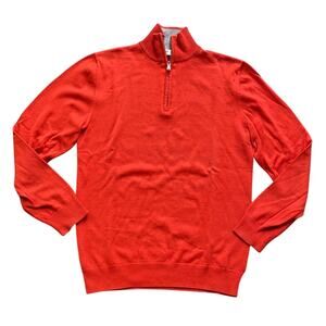 OLD NAVY Quarter Zip Sweater Mens Sz Medium Orange Classic Preppy Ribbed Hem